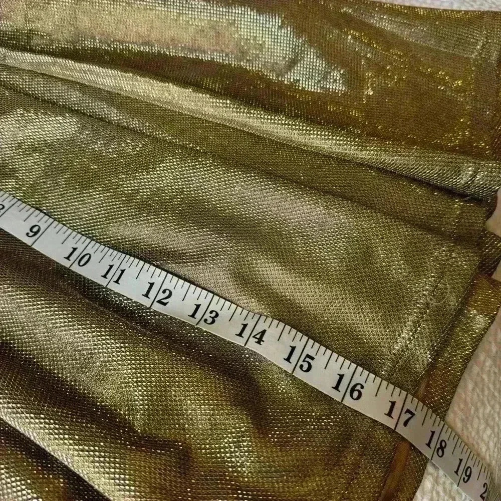Lulu’s womens XS Keeps Getting Better Gold metallic Skater summer party Dress - Picture 8 of 13